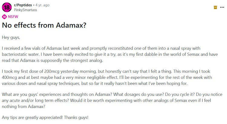 adamax peptide experience